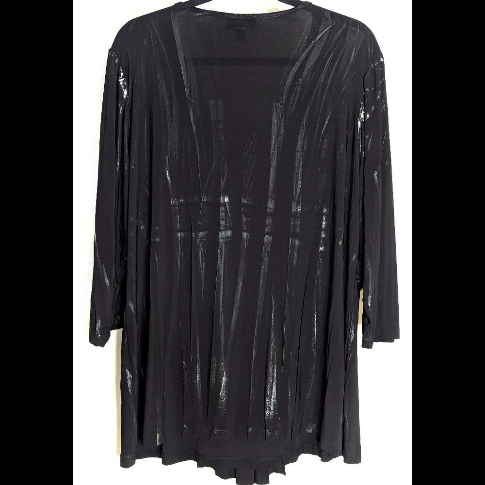 WOW Formal Iridescent FASHION BUG 2X 3X Black & Silver Stretch Dressy Blouse - Picture 4 of 4